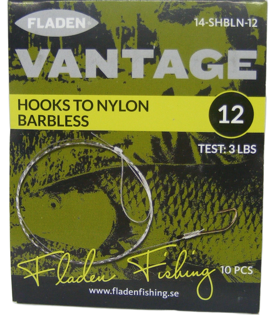 Fladen - 10pk Vantage Match/Coarse Hooks  Barbless to Mono