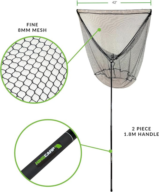 KINGCARP 42" Carp Landing Net with 1.8m 2-Piece Handle – Carp Fishing Tackle & Equipment