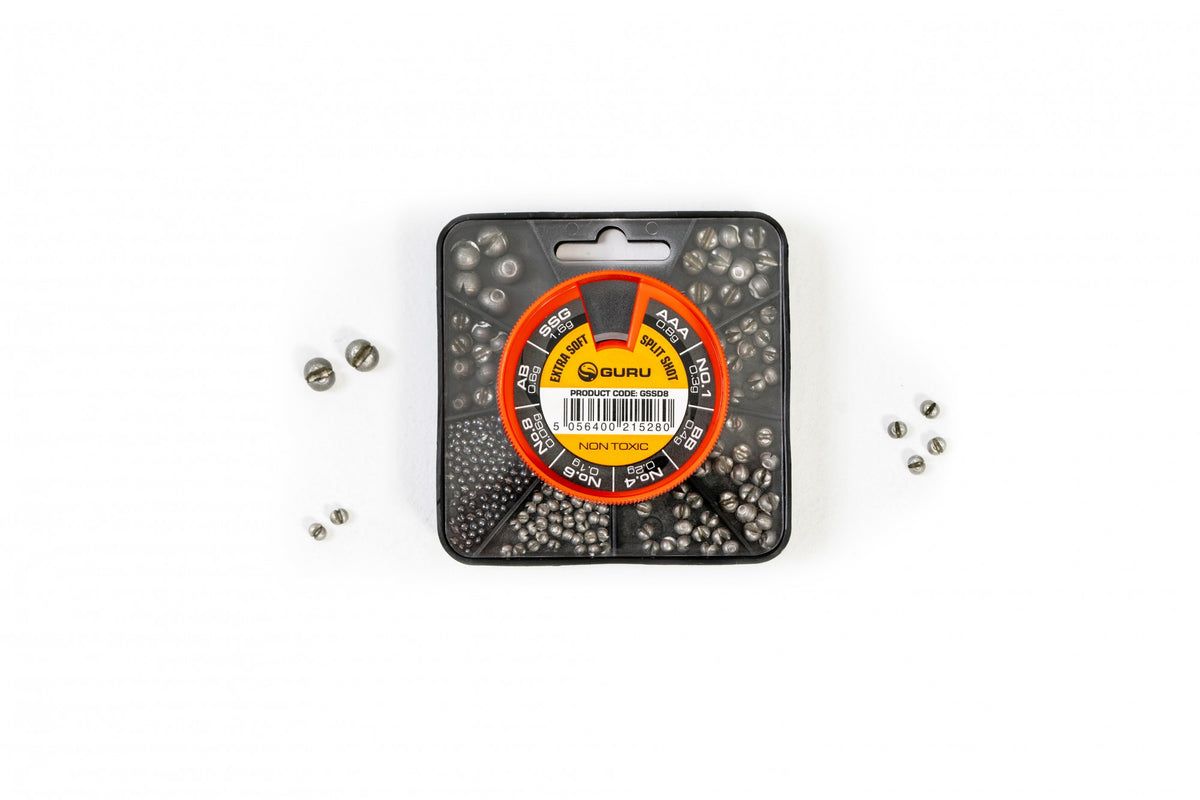 Guru 8 Compartment Non-Toxic Fishing Shot Box – Coarse & Float Fishing Split Shot Weights