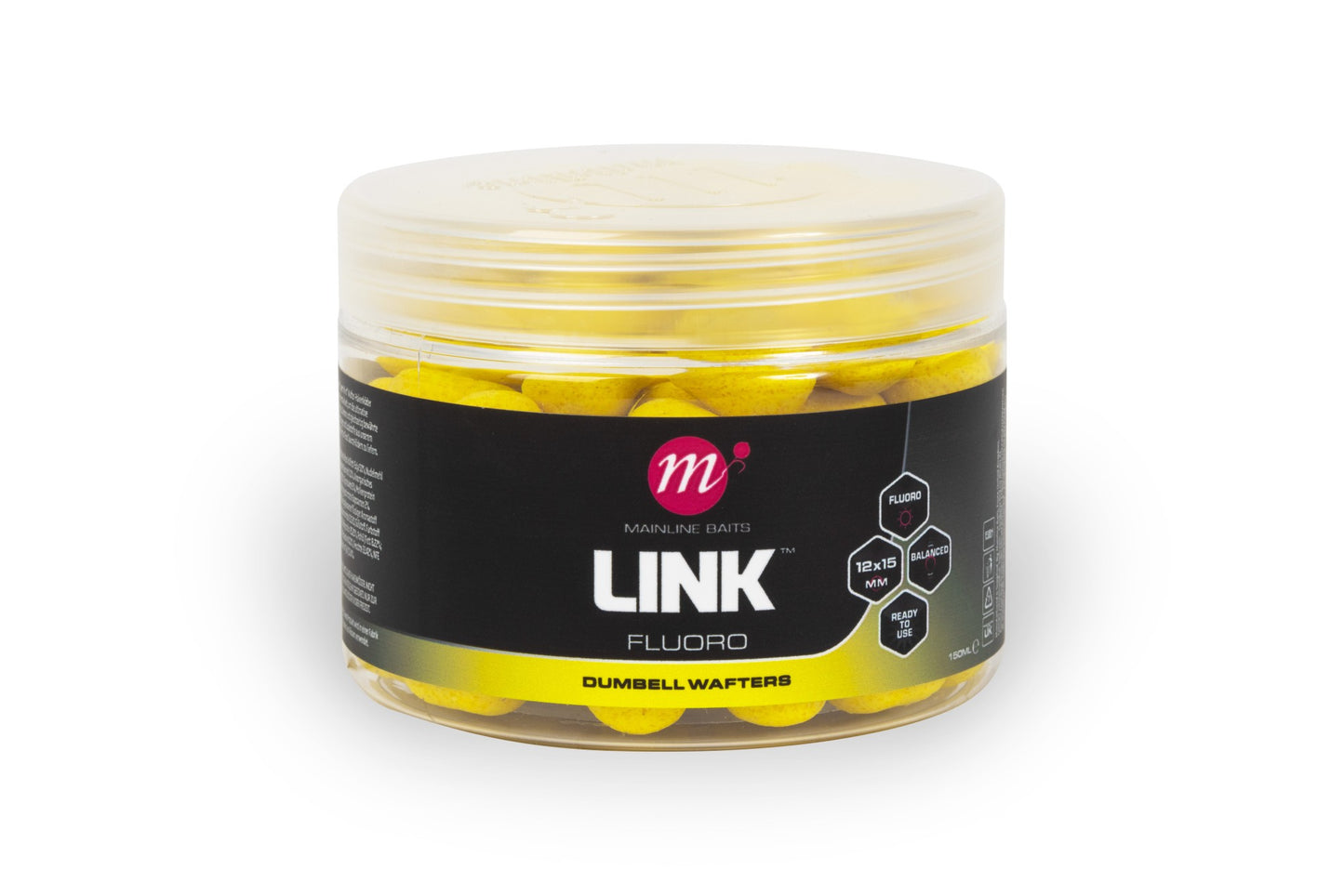 Mainline Baits - Link Fluoro Dumbell Wafters - 12 x 15mm - Yellow