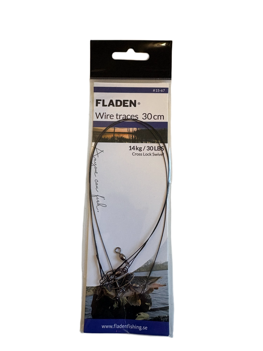 Fladen - 30cm Wire Traces 14kg with Cross Lock Clips 3pc